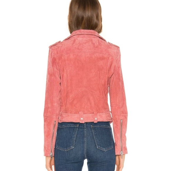 BLANKNYC DustyCoral Pink Suede Leather Moto Jacket - Picture 3 of 11
